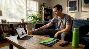 Man stretching leg for pain relief