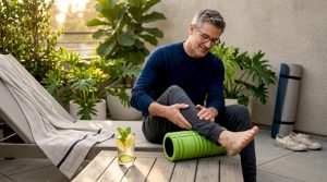 Man caring for joints during daily routine