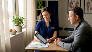 Doctor reviewing pain history with patient