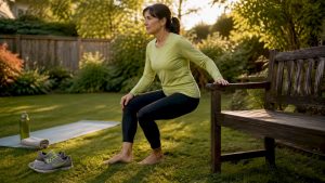 Woman doing knee exercises at home