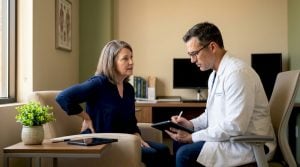 Doctor consulting patient about spine problems