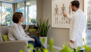 Patient consulting physician about regenerative treatments