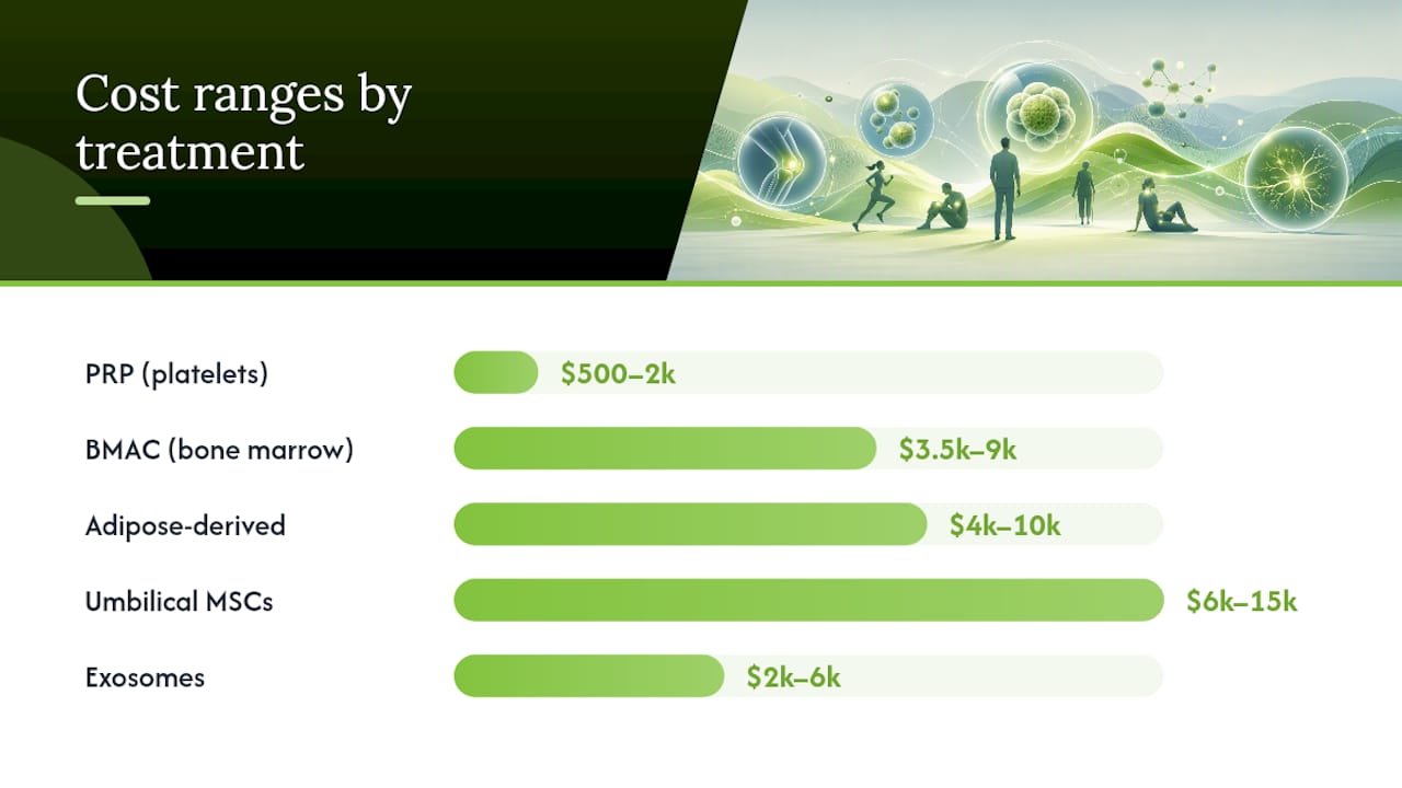 Cost ranges for regenerative treatment types
