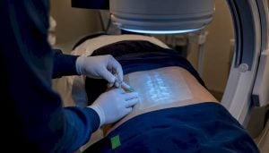 Clinician guiding an intradiscal injection