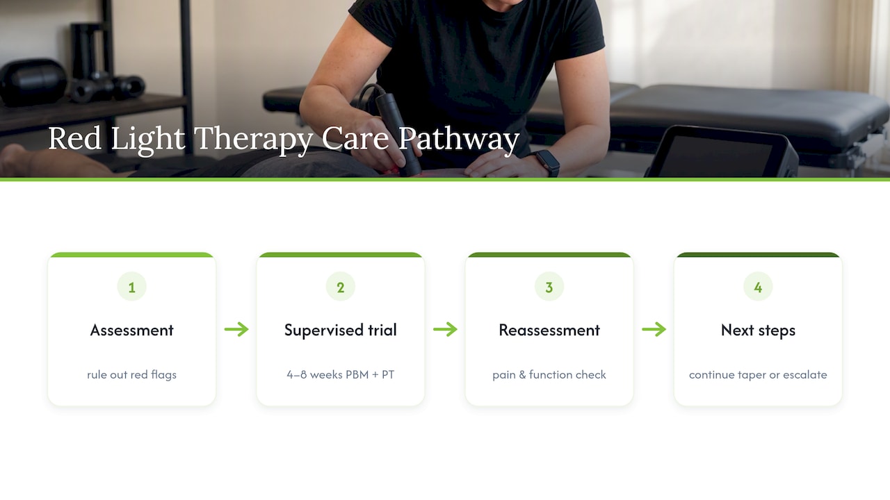 Four-stage red light therapy care pathway