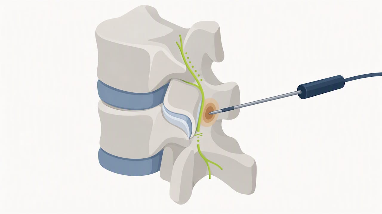 Illustration of medial branch nerve ablation
