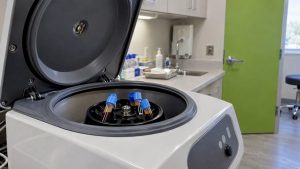 Centrifuge preparing a blood sample for PRP