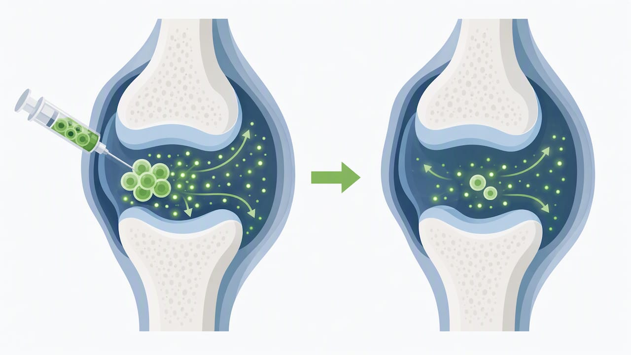 Stem cells releasing signals within a joint